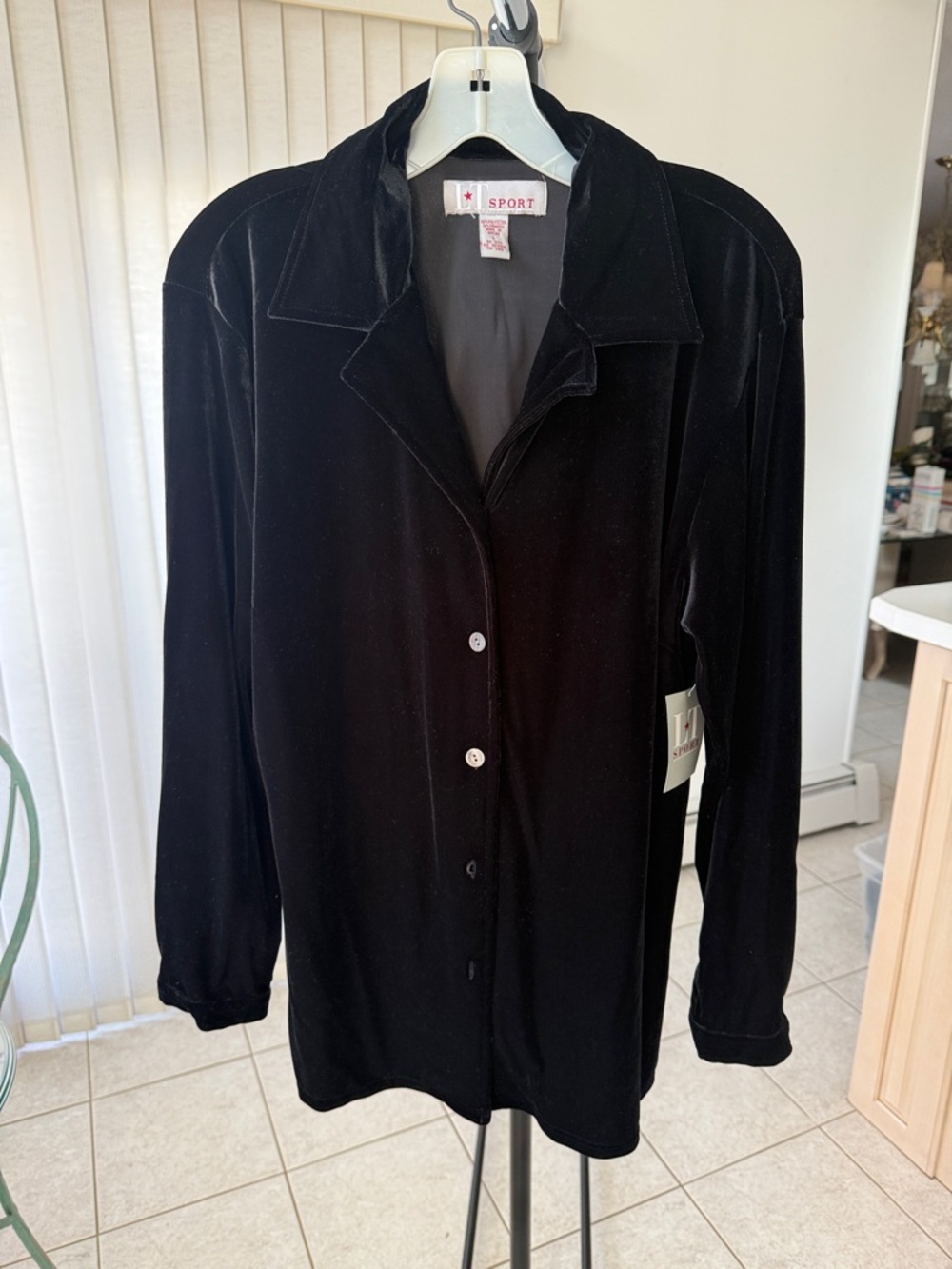 Lord & Taylor Sport Velvet Black Button-Down Shirt